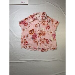 Womens Grand & Greene short sleeve blouse, size XL, pink floral